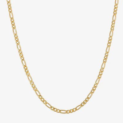 Made in Italy Womens 24K Gold Over Silver 18 Inch Figaro Chain Necklace