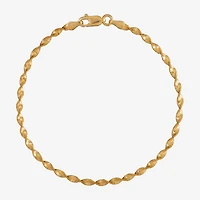 Womens 24K Gold Over Silver 7.5 Inch Solid Herringbone Chain Bracelet