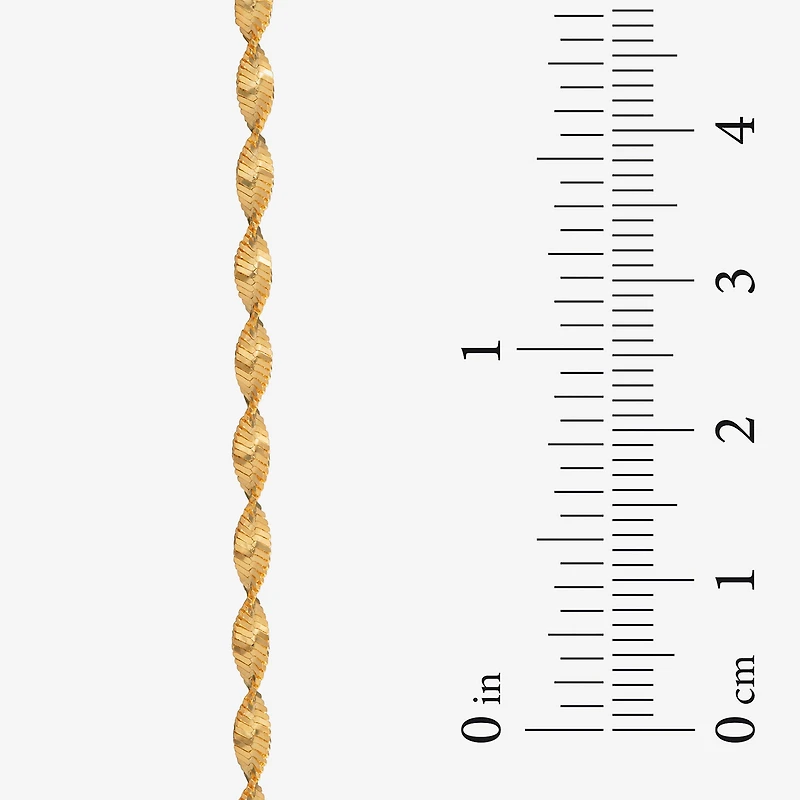 Womens 24K Gold Over Silver 7.5 Inch Solid Herringbone Chain Bracelet
