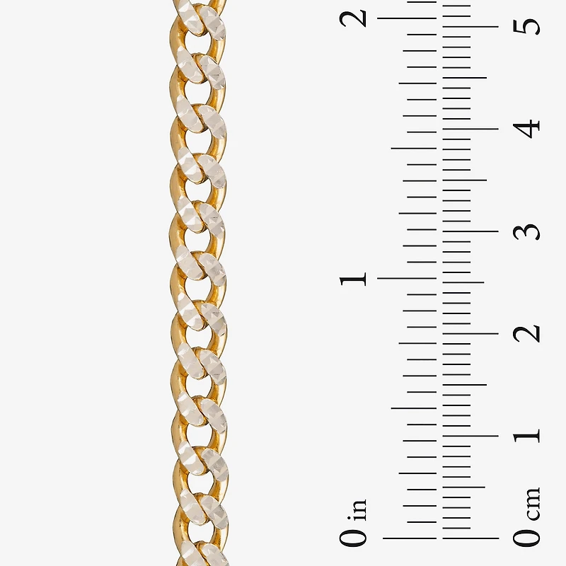 Unisex Adult 24K Gold Over Silver 7.5 Inch Solid Curb Chain Bracelet