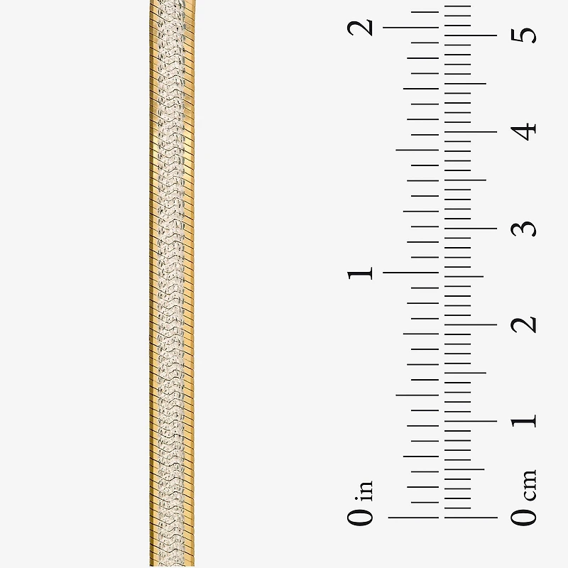 Womens 24K Gold Over Silver 7.5 Inch Solid Herringbone Chain Bracelet