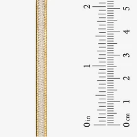 Womens 24K Gold Over Silver 7.5 Inch Solid Herringbone Chain Bracelet