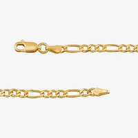 Unisex Adult 24K Gold Over Silver 9 Inch Solid Figaro Chain Bracelet