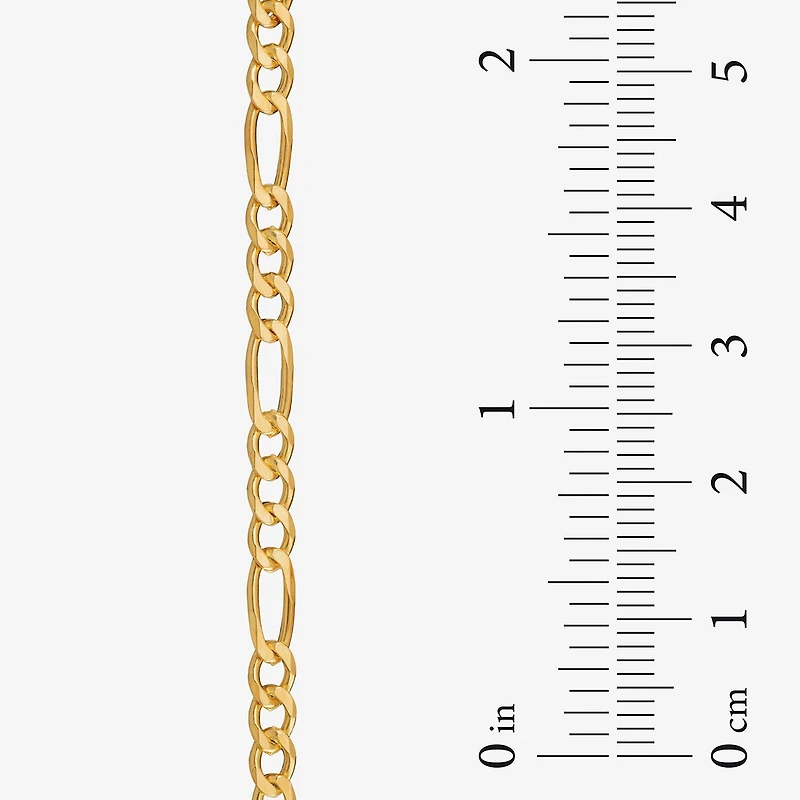 Unisex Adult 24K Gold Over Silver 9 Inch Solid Figaro Chain Bracelet