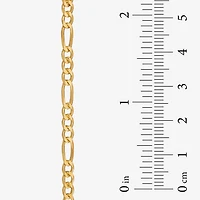 Unisex Adult 24K Gold Over Silver 9 Inch Solid Figaro Chain Bracelet