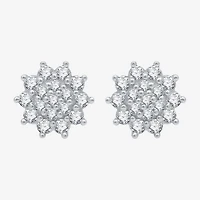 1 CT. T.W. Natural White Diamond Sterling Silver 11.5mm Star Stud Earrings
