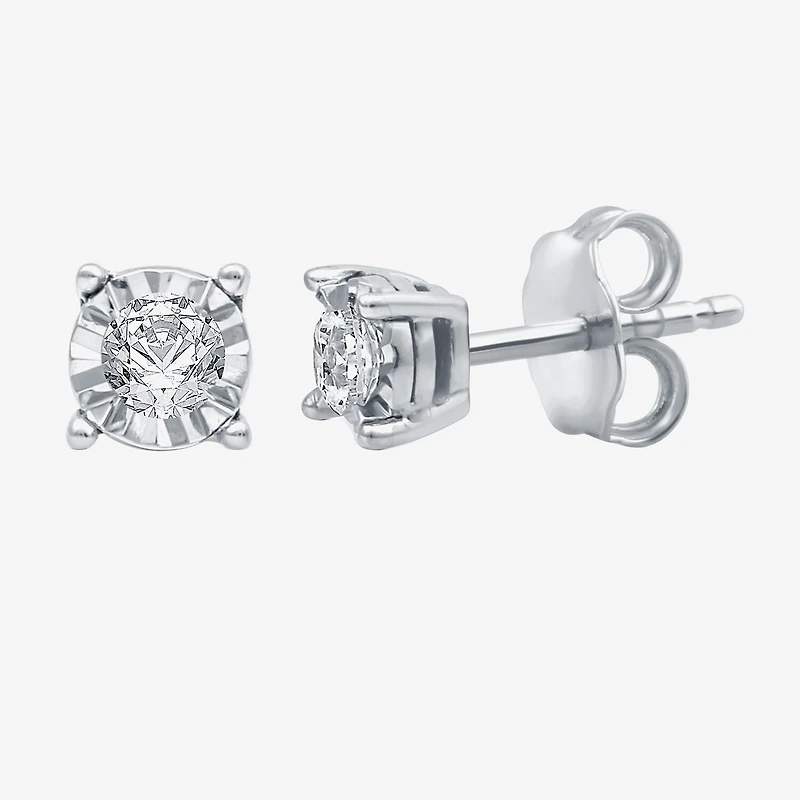 1/6 CT. T.W. Natural White Diamond 5.6mm Sterling Silver Stud Earrings