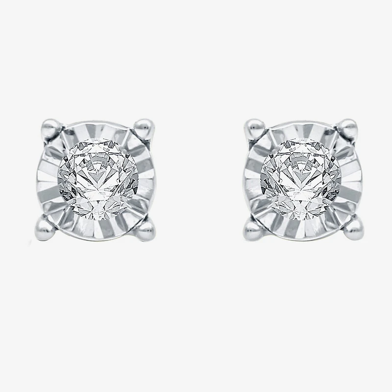 1/6 CT. T.W. Natural White Diamond 5.6mm Sterling Silver Stud Earrings
