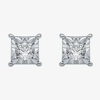 1/6 CT. T.W. Natural White Diamond 5.3mm Princess Sterling Silver Stud Earrings