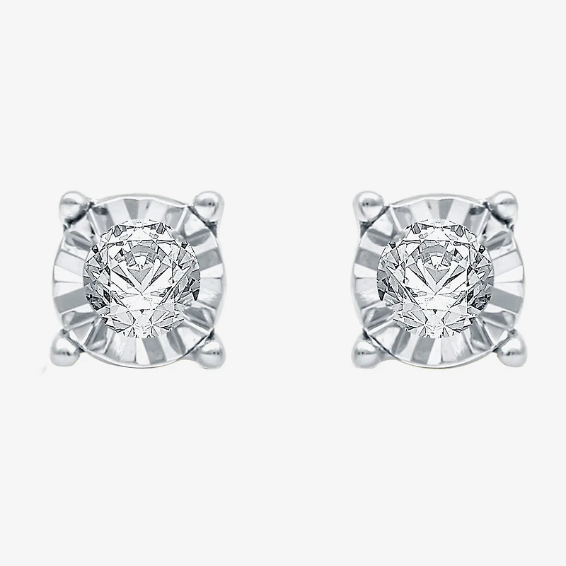 1/6 CT. T.W. Natural White Diamond Sterling Silver 5.6mm Round Stud Earrings