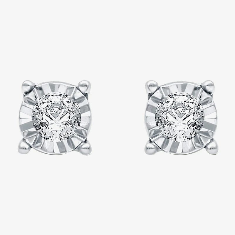 1/6 CT. T.W. Natural White Diamond 14K Gold Over Silver 5.6mm Round Stud Earrings