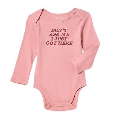 Okie Dokie Baby Girls Round Neck Long Sleeve Rib Bodysuit