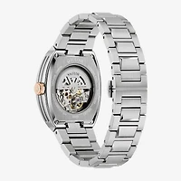 Bulova Maquina Mens Automatic Silver Tone Stainless Steel Bracelet Watch 98a319