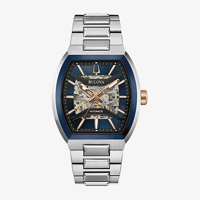 Bulova Maquina Mens Automatic Silver Tone Stainless Steel Bracelet Watch 98a319