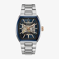 Bulova Maquina Mens Automatic Silver Tone Stainless Steel Bracelet Watch 98a319