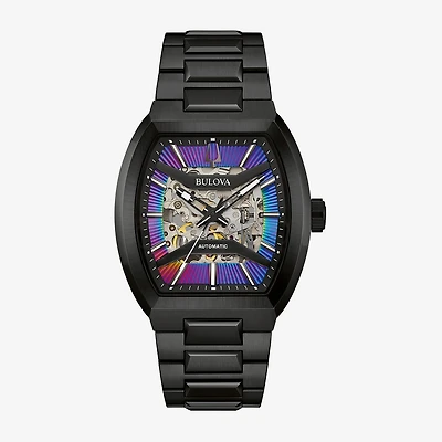 Bulova Maquina Mens Automatic Black Stainless Steel Bracelet Watch 98a320