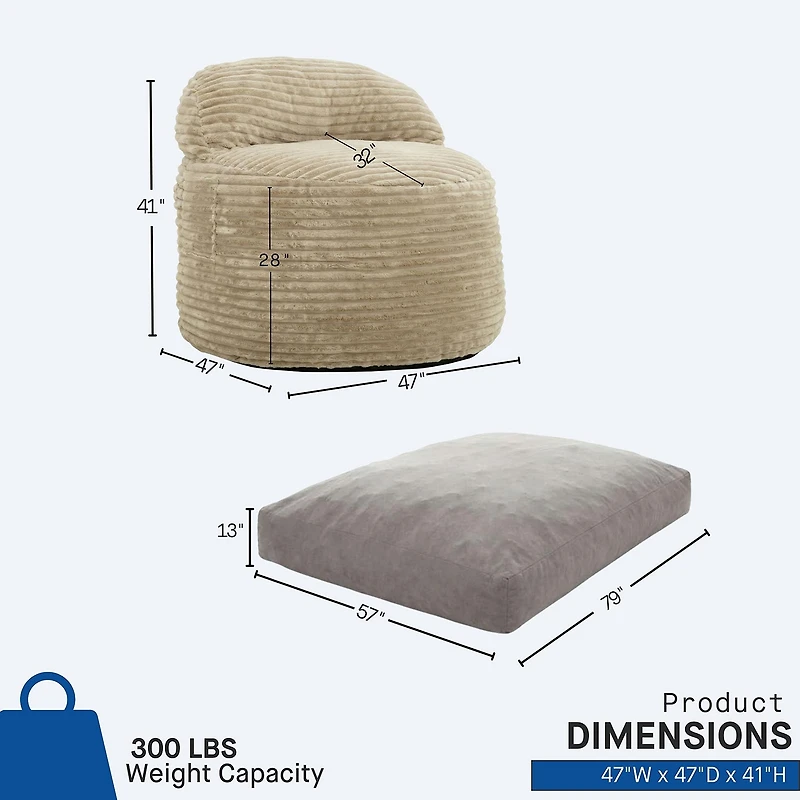Sealy® Teddy 2-in-1 Memory Foam Bean Bag Chair