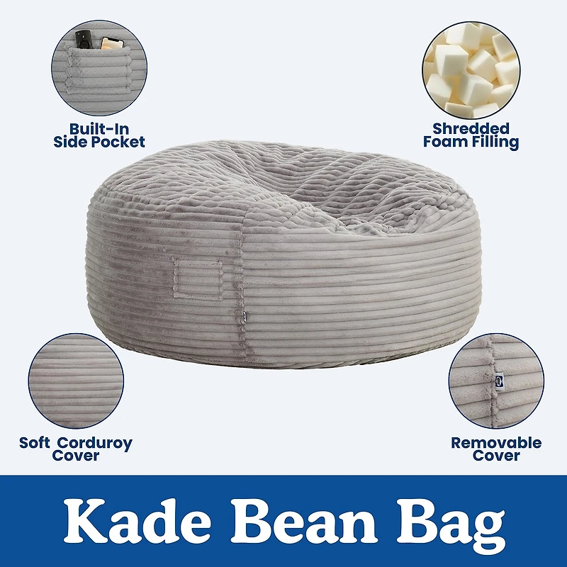 Sealy® Kade Corduroy Memory Foam Bean Bag Chair
