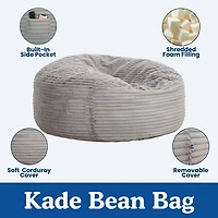 Sealy® Kade Corduroy Memory Foam Bean Bag Chair