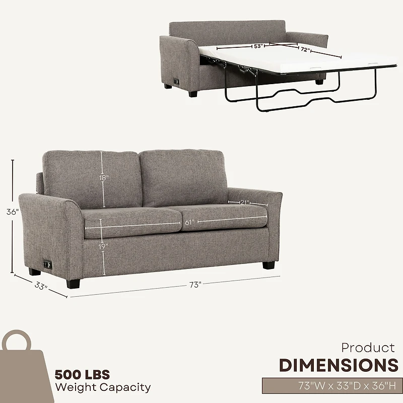 Honor Curved Slope-Arm Sleeper Sofa