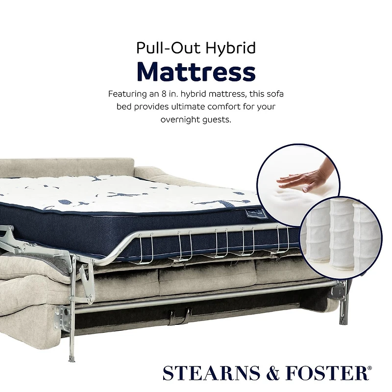 Stearns & Foster® Luca 83" Queen Sleeper Sofa with 8" Pocket Coil Mattress