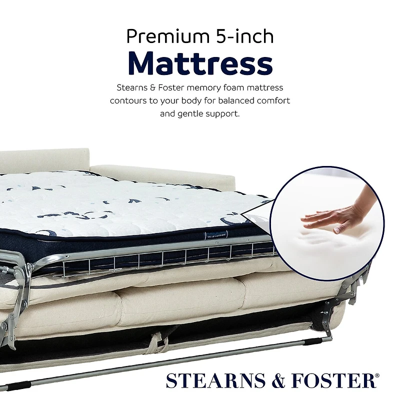 Stearns & Foster® Paolo 82" Queen Sleeper Sofa with Memory Foam Mattress