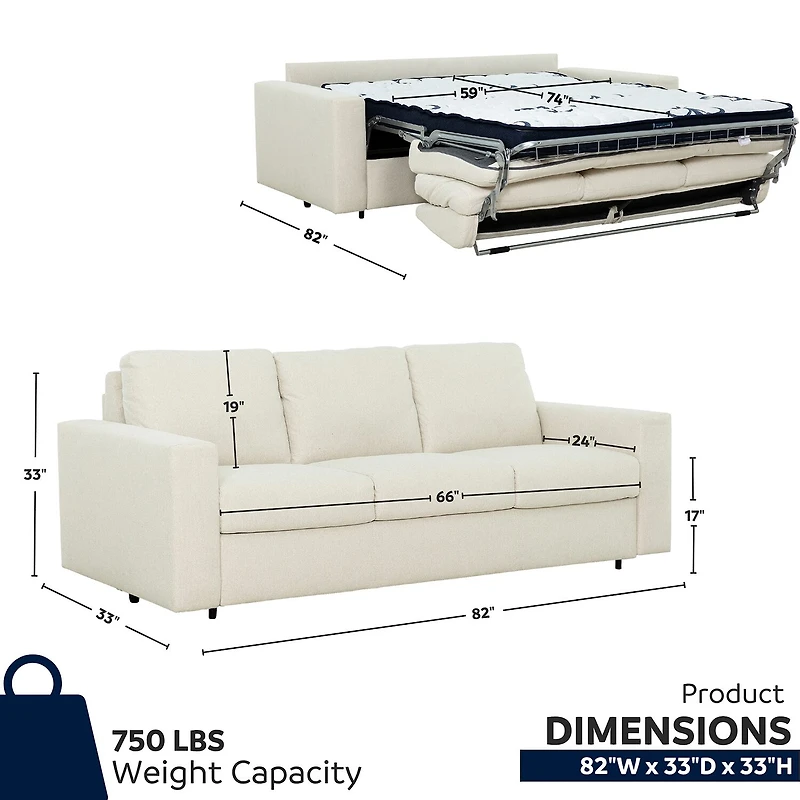 Stearns & Foster® Paolo 82" Queen Sleeper Sofa with Memory Foam Mattress