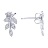 Silver Treasures Cubic Zirconia Sterling Silver Ear Climbers