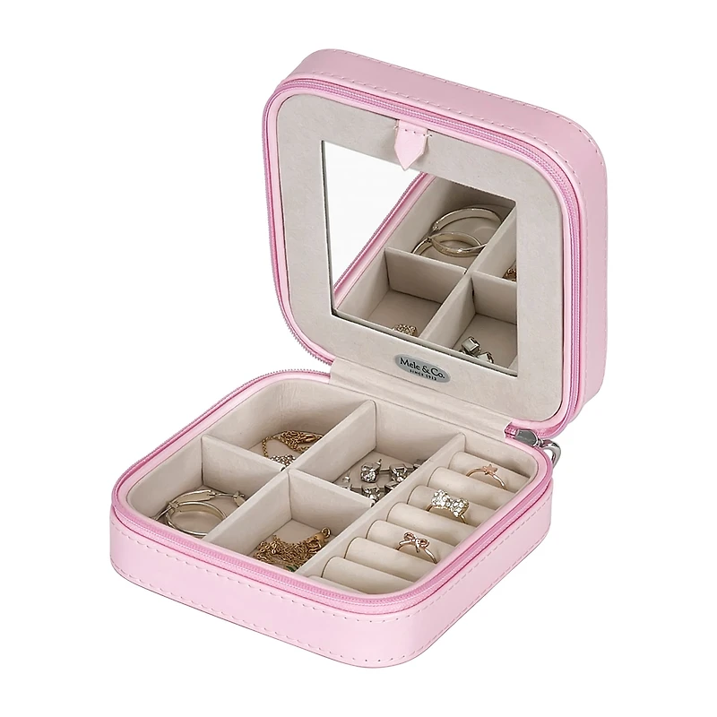 Mele and Co Josette Mirrored Pink Jewelry Travel Case