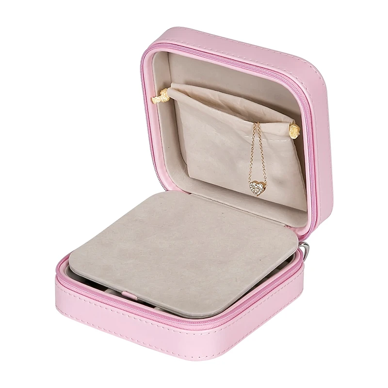 Mele and Co Josette Mirrored Pink Jewelry Travel Case