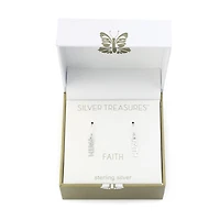 Silver Treasures Faith Womens Sterling Silver Drop Earrings