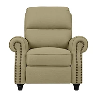 ProLounger Anna Traditional Roll-Arm Push Back Recliner Linen with Nailheads