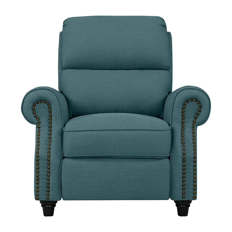 ProLounger Anna Traditional Roll-Arm Push Back Recliner Linen with Nailheads