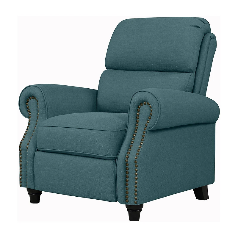 ProLounger Anna Traditional Roll-Arm Push Back Recliner Linen with Nailheads