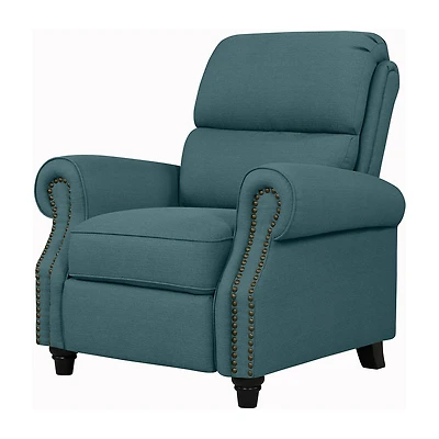 ProLounger Anna Traditional Roll-Arm Push Back Recliner Linen with Nailheads