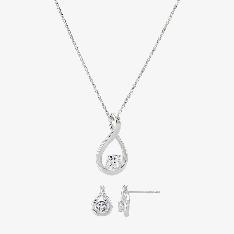 Sparkle Allure Womens Cubic Zirconia Pure Silver Over Brass 2-pc. Jewelry Set