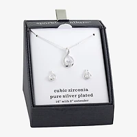 Sparkle Allure Womens Cubic Zirconia Pure Silver Over Brass 2-pc. Jewelry Set