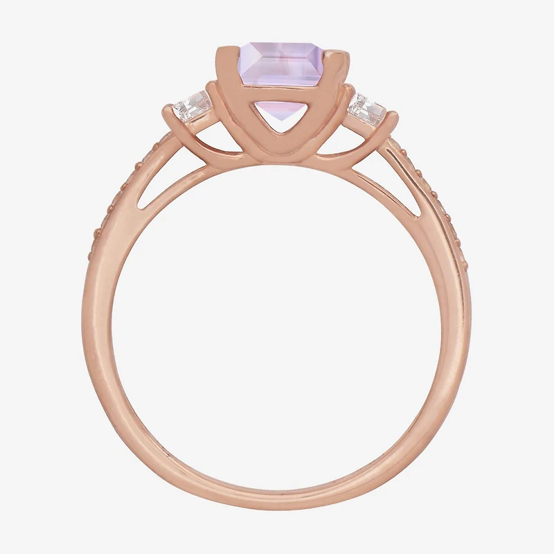 Womens Gemstone 14K Gold Over Silver Halo Delicate Cocktail Ring