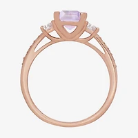 Womens Gemstone 14K Gold Over Silver Halo Delicate Cocktail Ring