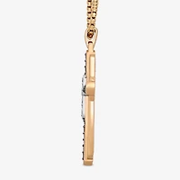 Mens 1/2 CT. T.W. Natural Champagne Diamond 14K Gold Over Silver Sterling Silver Cross 22 Inch Pendant Necklace