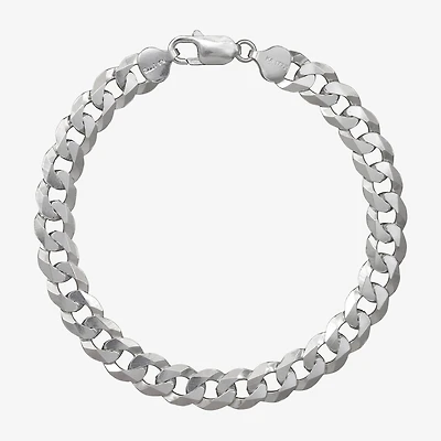 Made in Italy Mens Sterling Silver 9 Inch Solid Curb Chain Bracelet