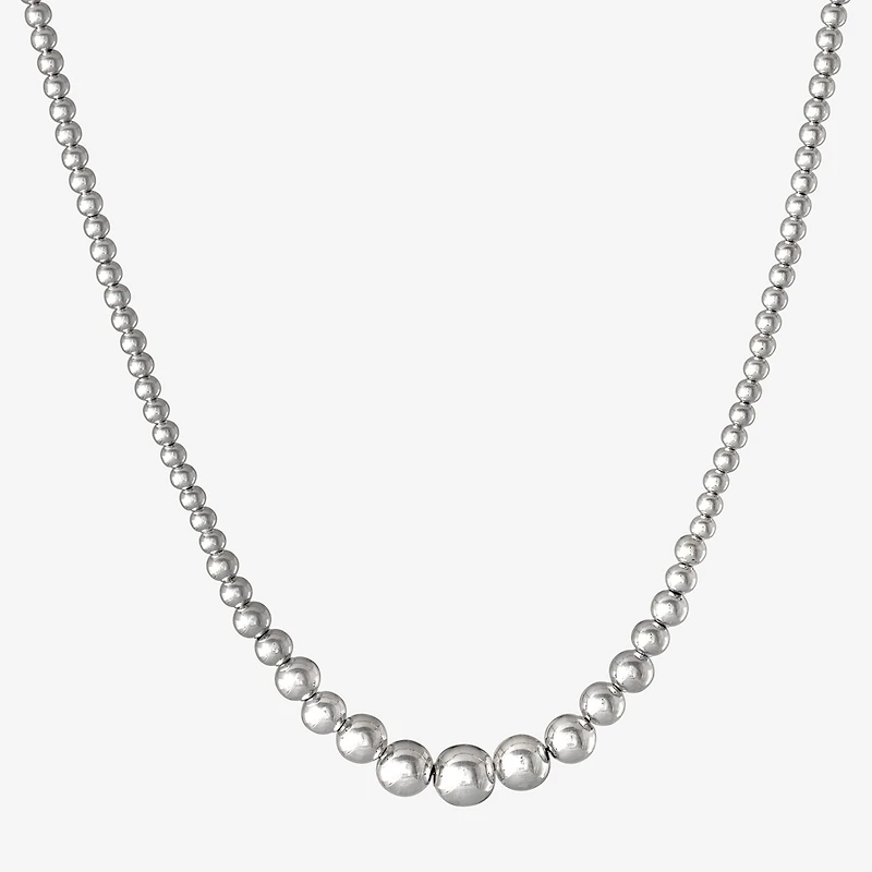 Made in Italy Womens Sterling Silver 18 Inch Bead Chain Necklace