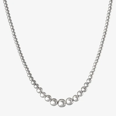 Made in Italy Womens Sterling Silver 18 Inch Bead Chain Necklace