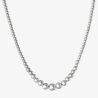 Made in Italy Womens Sterling Silver 18 Inch Bead Chain Necklace