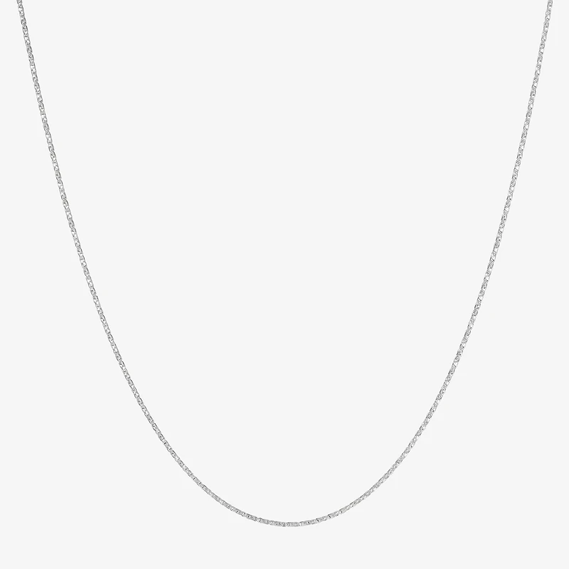 Made Italy Womens Sterling Silver 18 Inch Box Chain Necklace