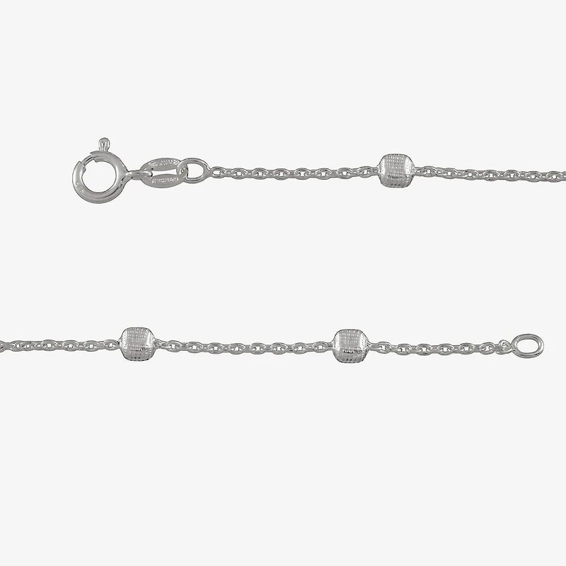 Made in Italy Sterling Silver 9½" Square Station Ankle Bracelet