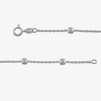 Made in Italy Sterling Silver 9½" Square Station Ankle Bracelet