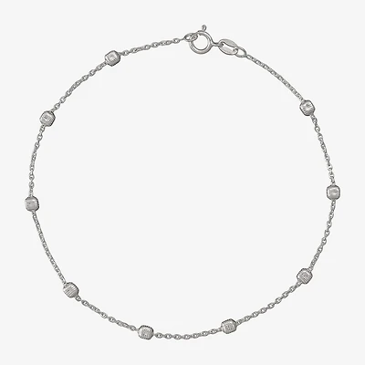 Made in Italy Sterling Silver 9½" Square Station Ankle Bracelet