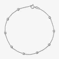 Made in Italy Sterling Silver 9½" Square Station Ankle Bracelet