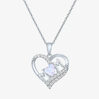 "Mom" Womens Lab Created Opal Sterling Silver Heart 2-pc. Jewelry Set